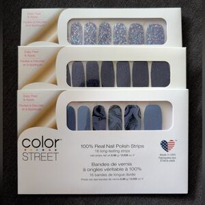 COLOR STREET NAIL POLISH STRIPS MANICURE BUNDLE SPARKLY BLUE SET OF 3 NEW